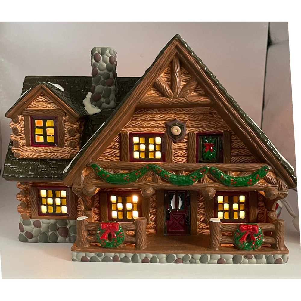 Dept 56 Snow Village Hunting Lodge 5445-3 Vintage 1993 Ceramic Lighted House
